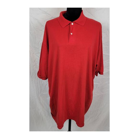 Jerzees Red Polo Shirt Button Up Men's 2XL - Picture 1 of 4